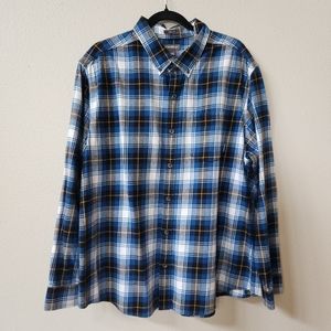 Eddie Bauer Classic Fit Men's 2XL Blue Plaid Cotton Flannel Shirt